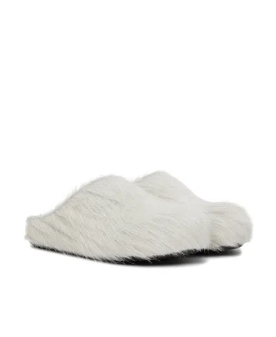 Marni Textured Slip-on Mules In White