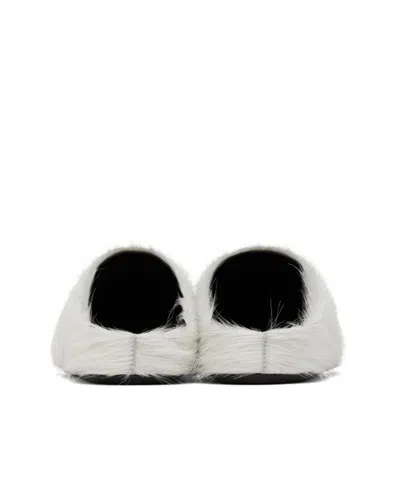 Marni Textured Slip-on Mules In White