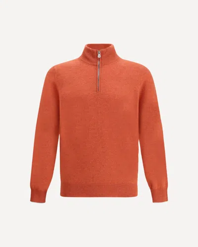 Brunello Cucinelli Cashmere Half-zip Sweater In Red