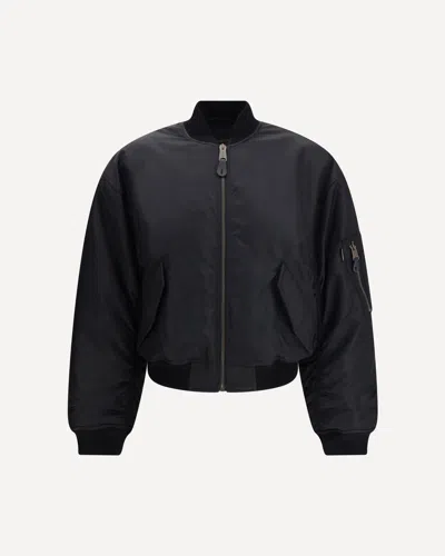 Balenciaga Standard Technical Satin Bomber Jacket In Black