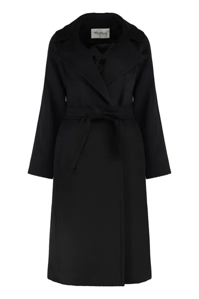 Max Mara Studio Black Wool Bcollag Coat In Black