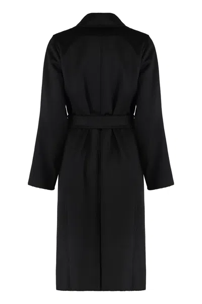 Max Mara Studio Black Wool Bcollag Coat In Black