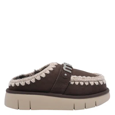 Mou Bounce Clog Slipper-mule In Brown Suede In Brown