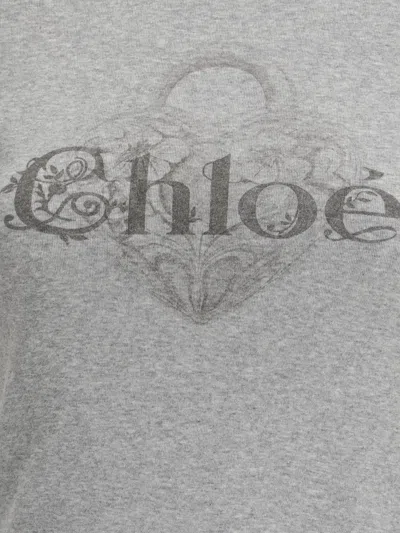 Chloé Baby Fit T-shirt With Logo In Cotton Jersey In Gray