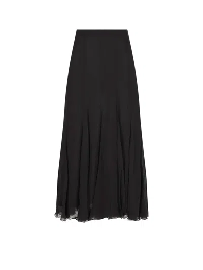 Chloé Maxi Skirt With Sheer Overlay And Flowy Design In Black