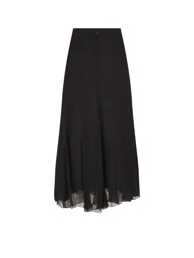 Chloé Maxi Skirt With Sheer Overlay And Flowy Design In Black