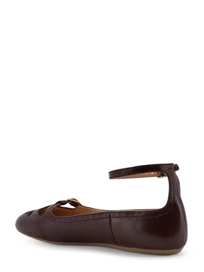 Chloé Flat Shoe With Burnished Look Made In Italy In Brown