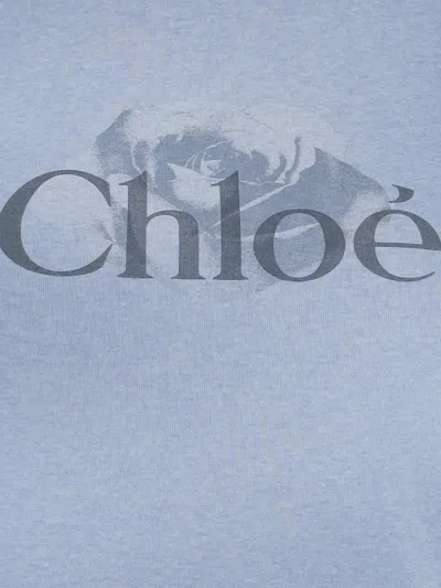 Chloé Chloè Logo Cotton T Shirt In Blue