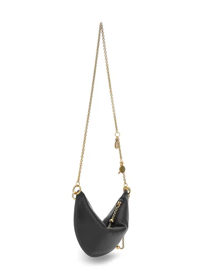 Chloé Women Black Shoulder Bag With Chain Shoulder Strap And Half Moon Design In Leather Woman In Black