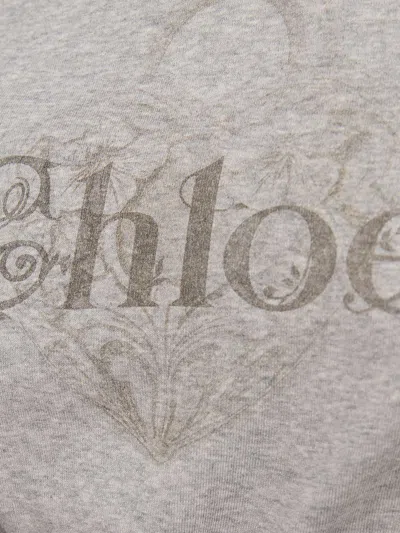 Chloé Baby Fit T-shirt With Logo In Cotton Jersey In Gray