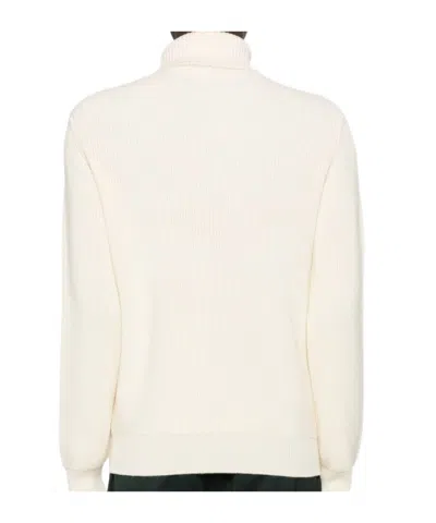Sebago Ribbed Knit White Wool Sweater In White