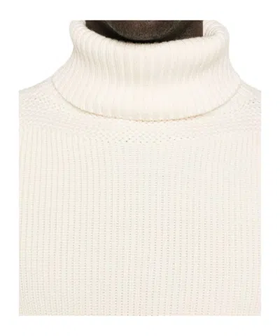 Sebago Ribbed Knit White Wool Sweater In White
