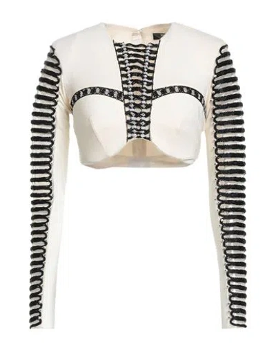 Elisabetta Franchi Woman Top Cream Size 4 Viscose, Elastane In Multi