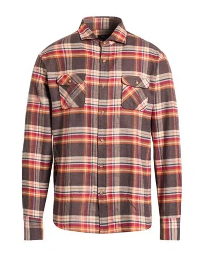 Deperlu Man Shirt Chocolate Brown Size Xxl Cotton In Multi