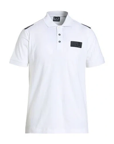 Ea7 Man Polo Shirt White Size 3xl Cotton, Elastane In White