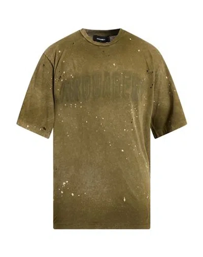 Dsquared2 Man T-shirt Military Green Size L Cotton In Green
