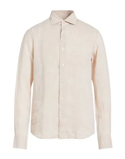 Simon Gray. Man Shirt Beige Size 17 Linen In Neutral