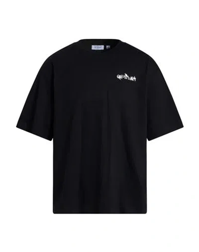 Off-white Back Print Slim Fit Cotton T-shirt In Black