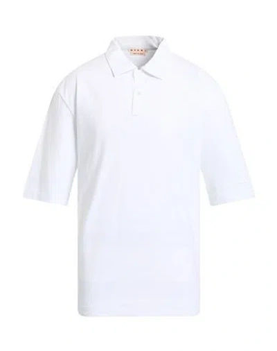Marni Men's Logo Cotton Polo Shirt In White