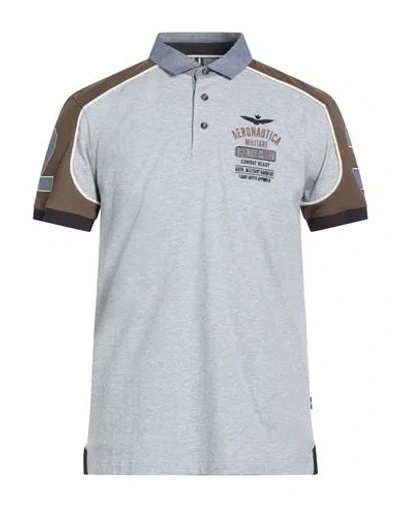 Aeronautica Militare Man Polo Shirt Light Grey Size L Cotton, Elastane In Multi