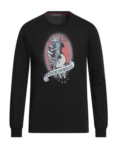 Frankie Morello Man T-shirt Black Size L Cotton In Black