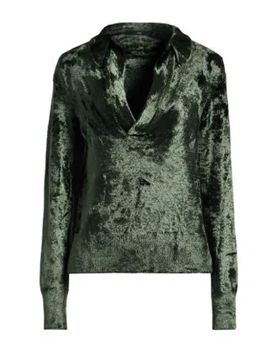 Sapio Woman Sweater Military Green Size 12 Viscose, Polyamide, Polyurethane In Green