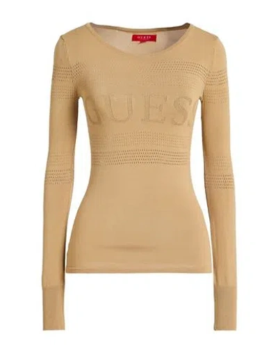 Guess Woman Sweater Sand Size L Viscose, Polyamide In Neutral