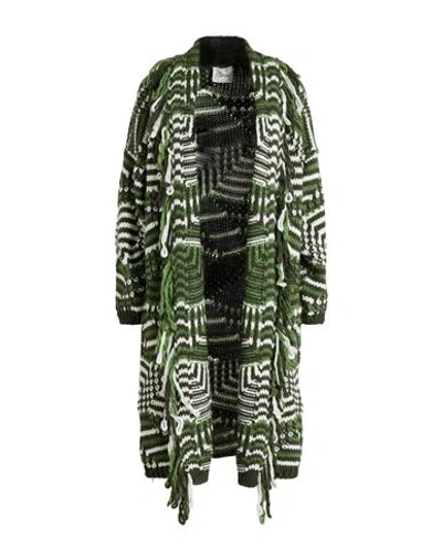 Croche Crochè Woman Cardigan Military Green Size M Acrylic, Viscose, Wool, Alpaca Wool In Green