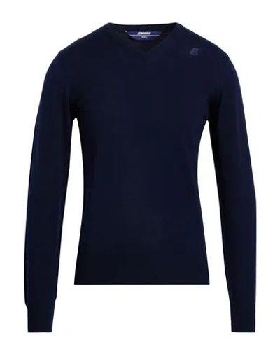 K-way Man Sweater Midnight Blue Size S Virgin Wool In Blue