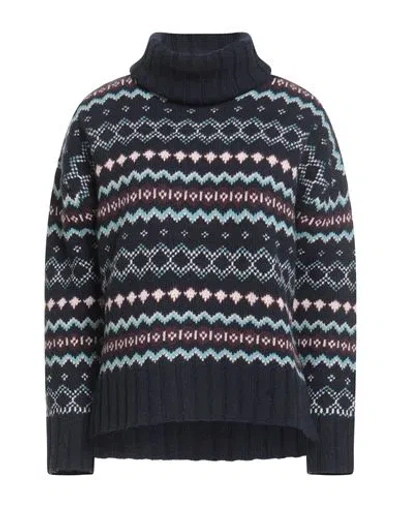 Barbour Woman Turtleneck Midnight Blue Size 14 Wool, Polyamide In Blue