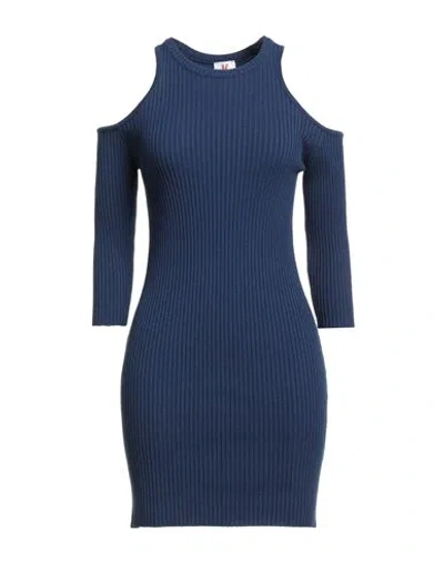 Kontatto Woman Mini Dress Navy Size Onesize Viscose, Acrylic, Elastane In Blue