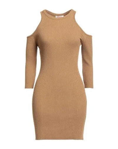 Kontatto Woman Mini Dress Camel Size Onesize Viscose, Acrylic, Elastane In Brown