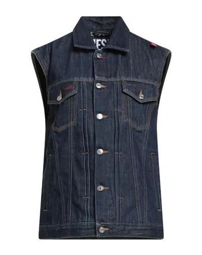 Diesel Woman Denim Outerwear Blue Size M Cotton, Polyester In Blue
