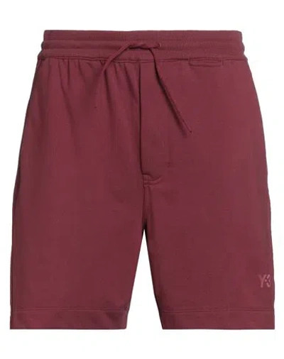 Y-3 Man Shorts & Bermuda Shorts Burgundy Size L Cotton, Polyester In Pink