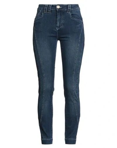 Elisa Cavaletti By Daniela Dallavalle Woman Jeans Blue Size 26 Cotton, Elastane In Animal Print