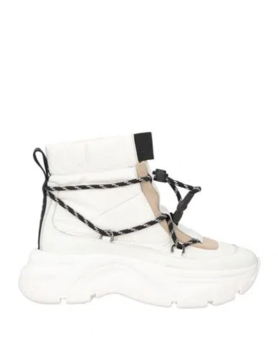 Fabi F65 Woman Ankle Boots White Size 7 Textile Fibers, Leather In White