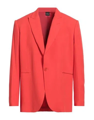 Aspesi Man Blazer Red Size S Acetate, Viscose In Animal Print