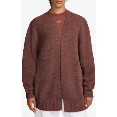 Nike Phoenix Oversize Bouclé Cardigan In Brown