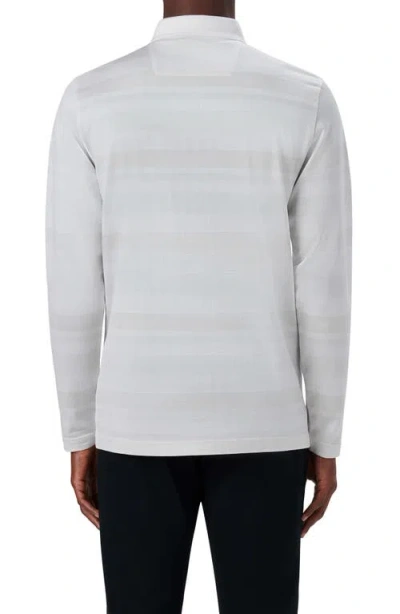Bugatchi Three-button Long Sleeve Polo In Gray