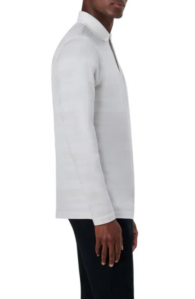 Bugatchi Three-button Long Sleeve Polo In Gray
