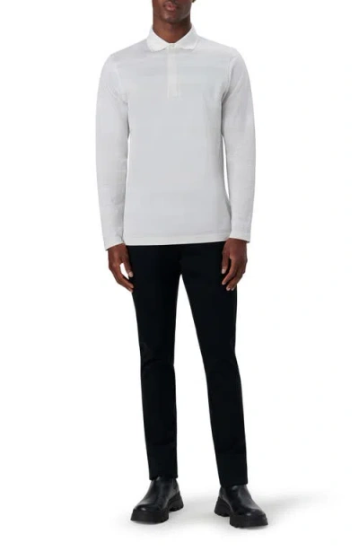 Bugatchi Three-button Long Sleeve Polo In Gray