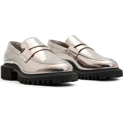 Allsaints Lola Lug Sole Penny Loafer In Gray