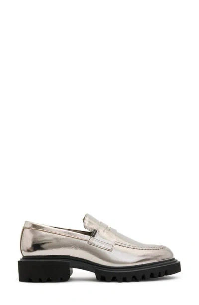 Allsaints Lola Lug Sole Penny Loafer In Gray