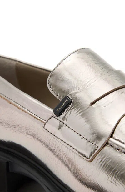 Allsaints Lola Lug Sole Penny Loafer In Gray