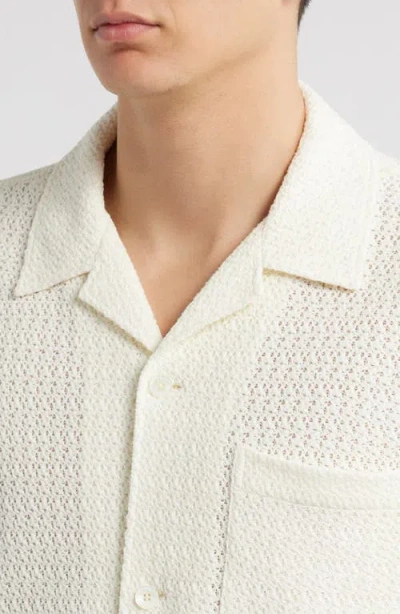 Frame Open Weave Short Sleeve Shirt Cream In White