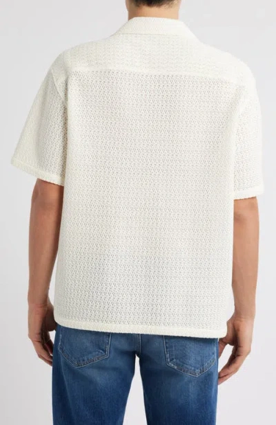 Frame Open Weave Short Sleeve Shirt Cream In White