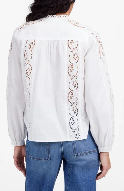 Madewell Lace-inset Pintucked Button-up Top In White