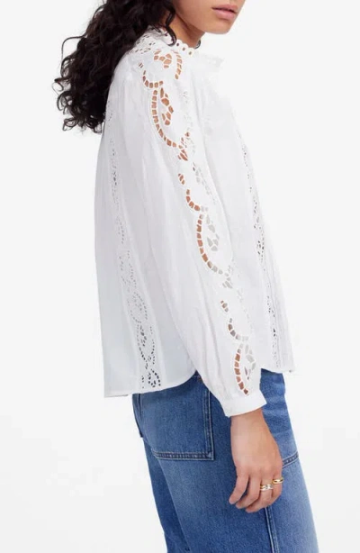 Madewell Lace-inset Pintucked Button-up Top In White