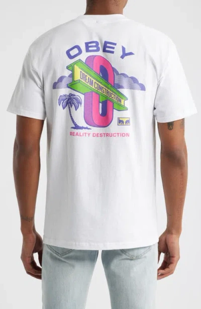 Obey Dream Construction Cotton Graphic T-shirt In White