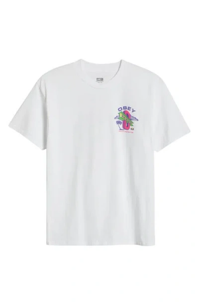 Obey Dream Construction Cotton Graphic T-shirt In White